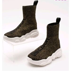 MOSCHINO TEEN Kids Sneakers EU33 UK1 US2 Knitted Logo Made in Italy